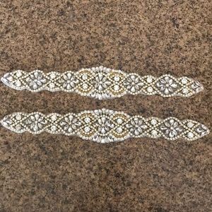 Wedding Crystal Rhinestone pearl gold appliqués